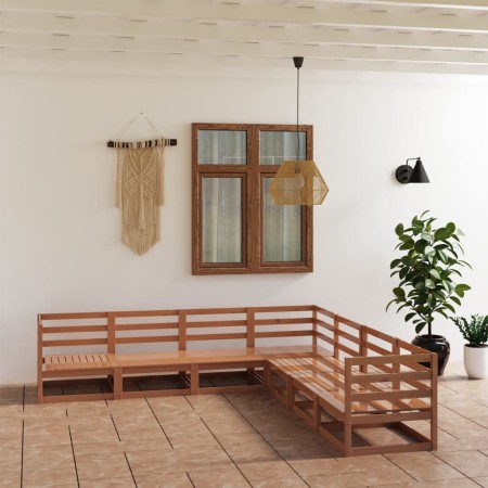 Muebles de jardín 7 piezas marrón miel madera maciza de pino de , Conjuntos de jardín - Ref: Foro24-3075827, Precio: 446,38 €...