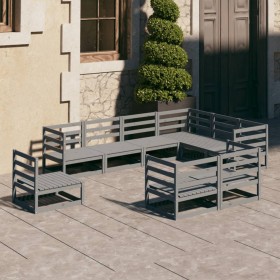 Muebles de jardín 9 piezas gris madera de pino maciza de , Conjuntos de jardín - Ref: Foro24-3075806, Precio: 586,63 €, Descu...