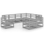 Muebles de jardín 9 piezas gris madera de pino maciza de , Conjuntos de jardín - Ref: Foro24-3075806, Precio: 586,63 €, Descu...