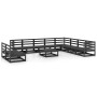 Juego de muebles de jardín 11 pzas negro madera maciza de pino de , Conjuntos de jardín - Ref: Foro24-3075873, Precio: 826,30...