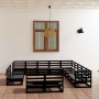 Juego de muebles de jardín 13 pzas madera maciza de pino negro de , Conjuntos de jardín - Ref: Foro24-3075908, Precio: 936,23...