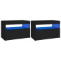 Mesitas de noche luces LED 2 uds contrachapada negro 60x35x40cm de , Mesitas de noche - Ref: Foro24-3082777, Precio: 73,41 €,...