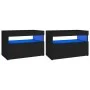 Mesitas de noche luces LED 2 uds contrachapada negro 60x35x40cm de , Mesitas de noche - Ref: Foro24-3082777, Precio: 70,26 €,...