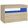 Mesita de noche con luces LED contrachapada Sonoma 60x35x40 cm de , Mesitas de noche - Ref: Foro24-3082780, Precio: 48,58 €, ...