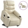 Sillón reclinable elevable eléctrico de cuero sintético crema en Sillones | Comprar online en Foru.es