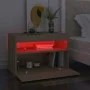 Mesita de noche con luces LED contrachapada Sonoma 60x35x40 cm de , Mesitas de noche - Ref: Foro24-3082780, Precio: 48,58 €, ...
