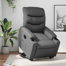 Sillón reclinable elevable eléctrico de cuero sintético gris en Sillones | Comprar online en Foru.es