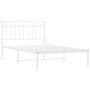 Estructura de cama de metal con cabecero blanco 100x200 cm de , Camas y somieres - Ref: Foro24-373735, Precio: 65,62 €, Descu...
