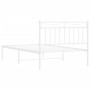 Estructura de cama de metal con cabecero blanco 100x200 cm de , Camas y somieres - Ref: Foro24-373735, Precio: 65,62 €, Descu...