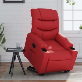 Sillón elevable eléctrico cuero artificial rojo en Sillones | Comprar online en Foru.es