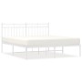Estructura de cama de metal con cabecero blanca 150x200 cm de , Camas y somieres - Ref: Foro24-373742, Precio: 99,22 €, Descu...