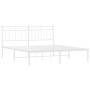 Estructura de cama de metal con cabecero blanca 150x200 cm de , Camas y somieres - Ref: Foro24-373742, Precio: 99,22 €, Descu...