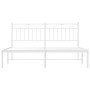 Estructura de cama de metal con cabecero blanca 150x200 cm de , Camas y somieres - Ref: Foro24-373742, Precio: 99,22 €, Descu...