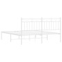 Estructura de cama de metal con cabecero blanca 150x200 cm de , Camas y somieres - Ref: Foro24-373742, Precio: 99,22 €, Descu...