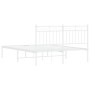 Estructura de cama de metal con cabecero blanca 140x190 cm de , Camas y somieres - Ref: Foro24-373740, Precio: 86,60 €, Descu...