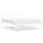 Estructura cama metal con cabecero y estribo blanco 160x200 cm de , Camas y somieres - Ref: Foro24-373761, Precio: 124,96 €, ...