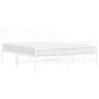 Estructura cama metal con cabecero y estribo blanco 160x200 cm de , Camas y somieres - Ref: Foro24-373761, Precio: 124,96 €, ...