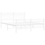 Estructura cama metal con cabecero y estribo blanco 160x200 cm de , Camas y somieres - Ref: Foro24-373761, Precio: 124,96 €, ...
