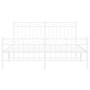 Estructura cama metal con cabecero y estribo blanco 160x200 cm de , Camas y somieres - Ref: Foro24-373761, Precio: 124,96 €, ...