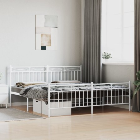 Estructura cama metal con cabecero y pie cama blanco 183x213 cm de , Camas y somieres - Ref: Foro24-373763, Precio: 123,80 €,...