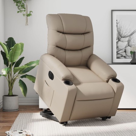 Sillón elevable eléctrico cuero artificial capuchino en Sillones | Comprar online en Foru.es