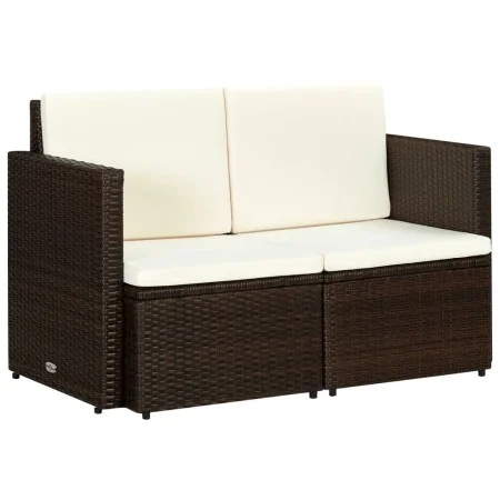 Sofá de jardín 2 plazas con cojines ratán sintético marrón by vidaXL, Outdoor sofas - Ref: Foro24-44178, Price: 178,97 €, Dis...