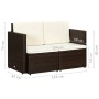 Sofá de jardín 2 plazas con cojines ratán sintético marrón de vidaXL, Sofás de exterior - Ref: Foro24-44178, Precio: 187,26 €...