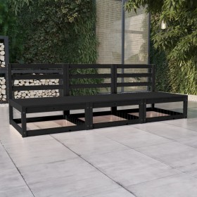 Sofá de jardín 3 plazas negro madera maciza de pino de , Sofás de exterior - Ref: Foro24-3075303, Precio: 210,26 €, Descuento: %