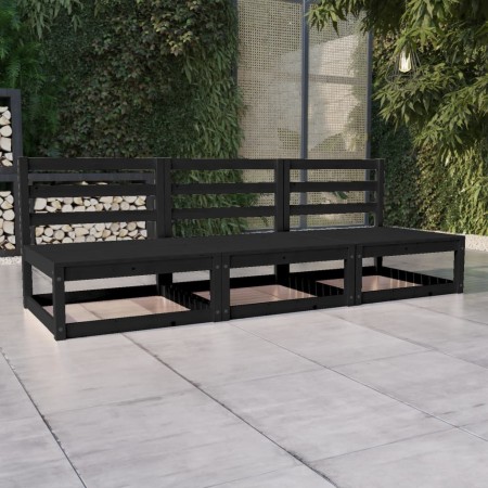 Sofá de jardín 3 plazas negro madera maciza de pino de , Sofás de exterior - Ref: Foro24-3075303, Precio: 210,26 €, Descuento: %