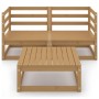Muebles de jardín 3 pzas y cojines marrón miel madera pino de , Conjuntos de jardín - Ref: Foro24-3075252, Precio: 203,58 €, ...