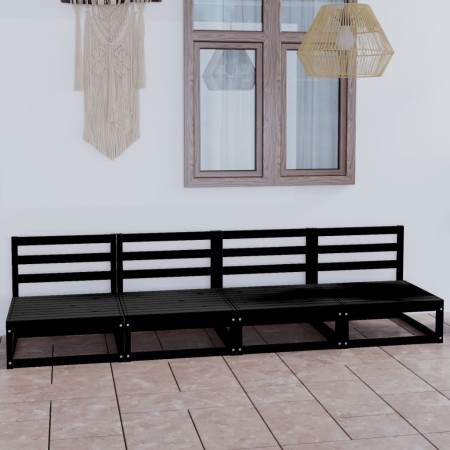 Sofá de jardín 4 plazas negro madera maciza de pino de , Sofás de exterior - Ref: Foro24-3075343, Precio: 256,00 €, Descuento: %