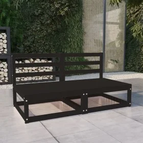 Garden sofa, 2-seater, black solid pine wood by , Outdoor sofas - Ref: Foro24-3075233, Price: 129,02 €, Discount: %