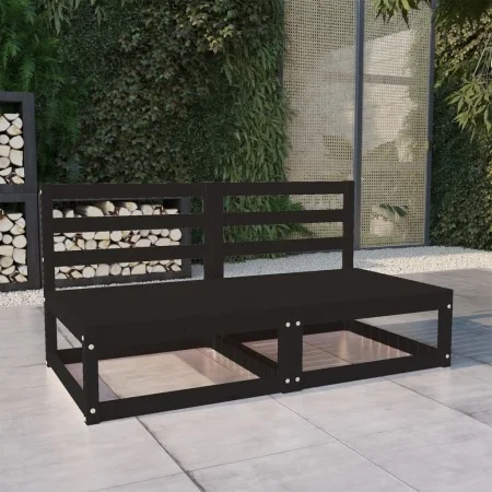 Sofá de jardín 2 plazas negro madera maciza de pino de , Sofás de exterior - Ref: Foro24-3075233, Precio: 129,02 €, Descuento: %