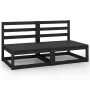 Sofá de jardín 2 plazas negro madera maciza de pino de , Sofás de exterior - Ref: Foro24-3075233, Precio: 129,02 €, Descuento: %