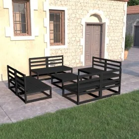 Juego de muebles de jardín 9 piezas negro madera madera pino de , Conjuntos de jardín - Ref: Foro24-3075278, Precio: 591,22 €...