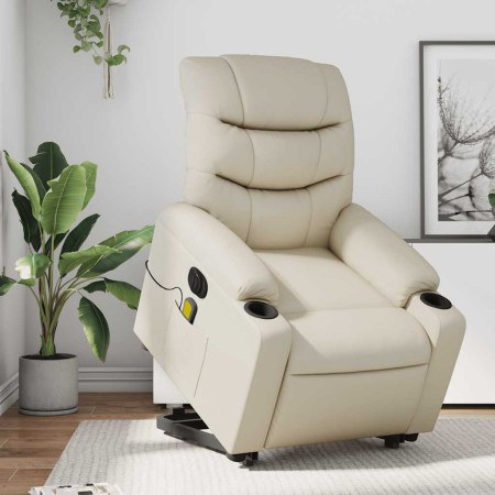Sillón de masaje elevable eléctrico cuero sintético crema en Sillones | Comprar online en Foru.es