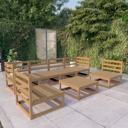 Muebles de jardín 7 piezas marrón miel madera maciza de pino de , Conjuntos de jardín - Ref: Foro24-3075407, Precio: 467,91 €...