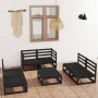 Juego de muebles de jardín 7 piezas negro madera maciza de pino de , Conjuntos de jardín - Ref: Foro24-3075418, Precio: 511,0...