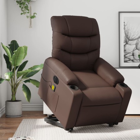 Sillón de masaje elevable eléctrico cuero sintético marrón en Sillones | Comprar online en Foru.es