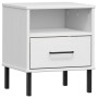 Mesita de noche patas de metal madera maciza pino blanca OSLO de vidaXL, Mesitas de noche - Ref: Foro24-350972, Precio: 58,77...