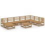 Muebles de jardín 9 pzas y cojines marrón miel madera pino de , Conjuntos de jardín - Ref: Foro24-3075722, Precio: 597,66 €, ...