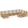 Muebles de jardín 9 pzas y cojines marrón miel madera pino de , Conjuntos de jardín - Ref: Foro24-3075757, Precio: 597,66 €, ...