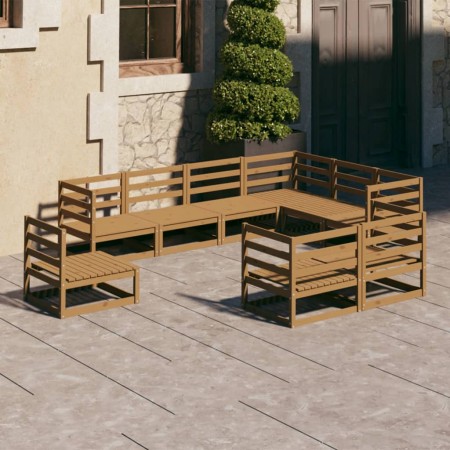 Muebles de jardín 9 pzas y cojines marrón miel madera pino de , Conjuntos de jardín - Ref: Foro24-3075807, Precio: 603,62 €, ...