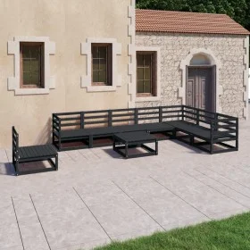 9-piece black solid pine wood garden furniture set by , Garden sets - Ref: Foro24-3075783, Price: 642,44 €, Discount: %
