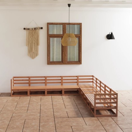 Muebles de jardín 9 pzas y cojines marrón miel madera pino de , Conjuntos de jardín - Ref: Foro24-3075847, Precio: 589,84 €, ...