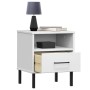 Mesita de noche patas de metal madera maciza pino blanca OSLO de vidaXL, Mesitas de noche - Ref: Foro24-350972, Precio: 58,77...