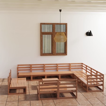 Muebles de jardín 13 pzas y cojines marrón miel madera pino de , Conjuntos de jardín - Ref: Foro24-3075902, Precio: 906,24 €,...