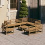 Muebles de jardín 10 pzas y cojines marrón miel madera pino de , Conjuntos de jardín - Ref: Foro24-3075797, Precio: 655,01 €,...