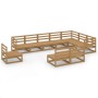 Muebles de jardín 10 pzas y cojines marrón miel madera pino de , Conjuntos de jardín - Ref: Foro24-3075797, Precio: 655,01 €,...