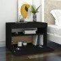 Mesita de noche con luces LED contrachapada negro 60x35x40 cm de , Mesitas de noche - Ref: Foro24-3082776, Precio: 46,43 €, D...